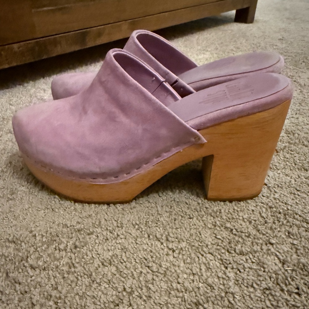 Charlotte Stone Mauve Suede Platform Clog Mules